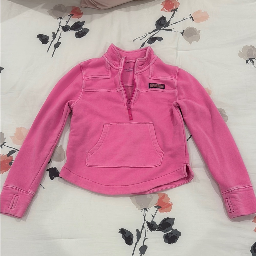 Vineyard Vines Pink Sweatshirt with Long Sleeves and Quarter-Zip Design